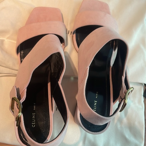 Celine platform sandal suede mid heel sandal light pink brand new size 39 1/2 - Picture 5 of 8